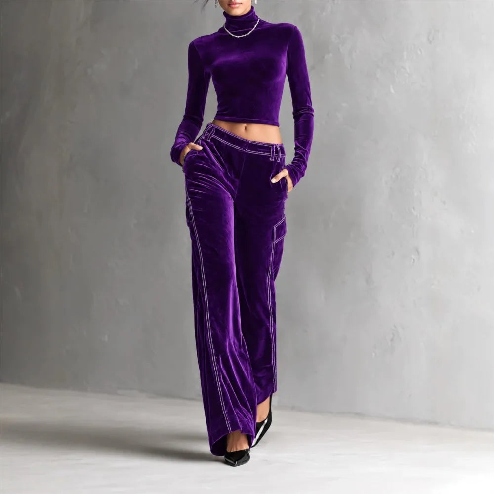 Jacqueline Fitted Cropped Turtleneck Set
