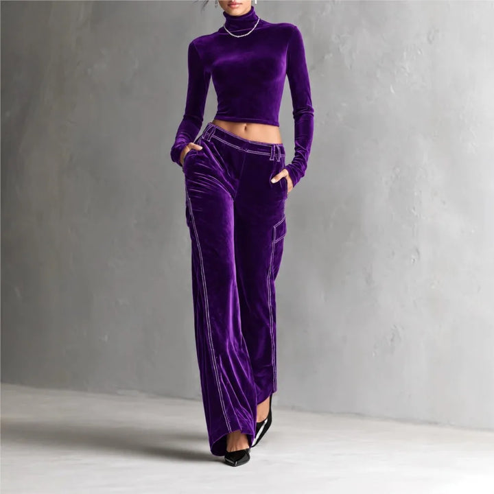 Jacqueline Fitted Cropped Turtleneck Set