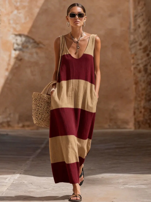 Leura Striped Flowy Vacation Dress