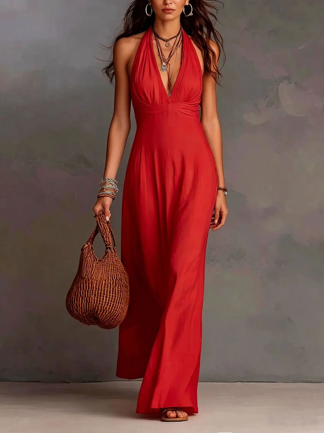 Isabelle V-Neck Elegant Maxi Dress