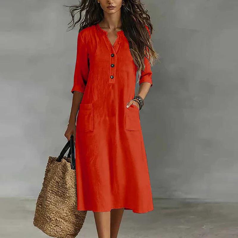 Nicola Relaxed Linen Blend Midi Dress