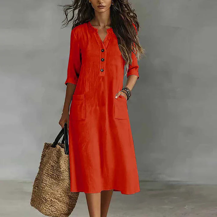 Nicola Relaxed Linen Blend Midi Dress