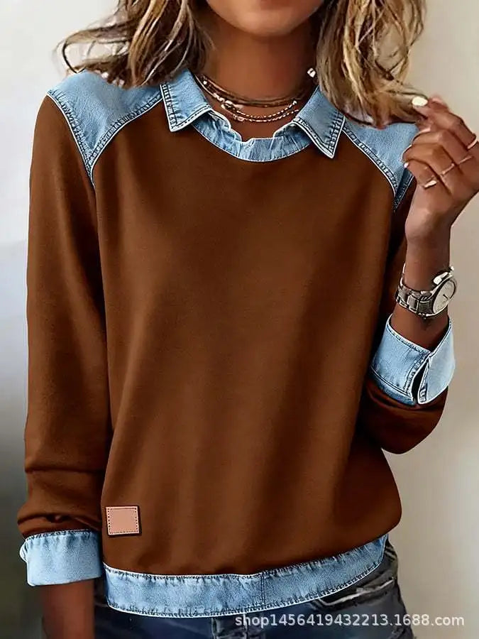 Astrid Ribbed Denim Pullover