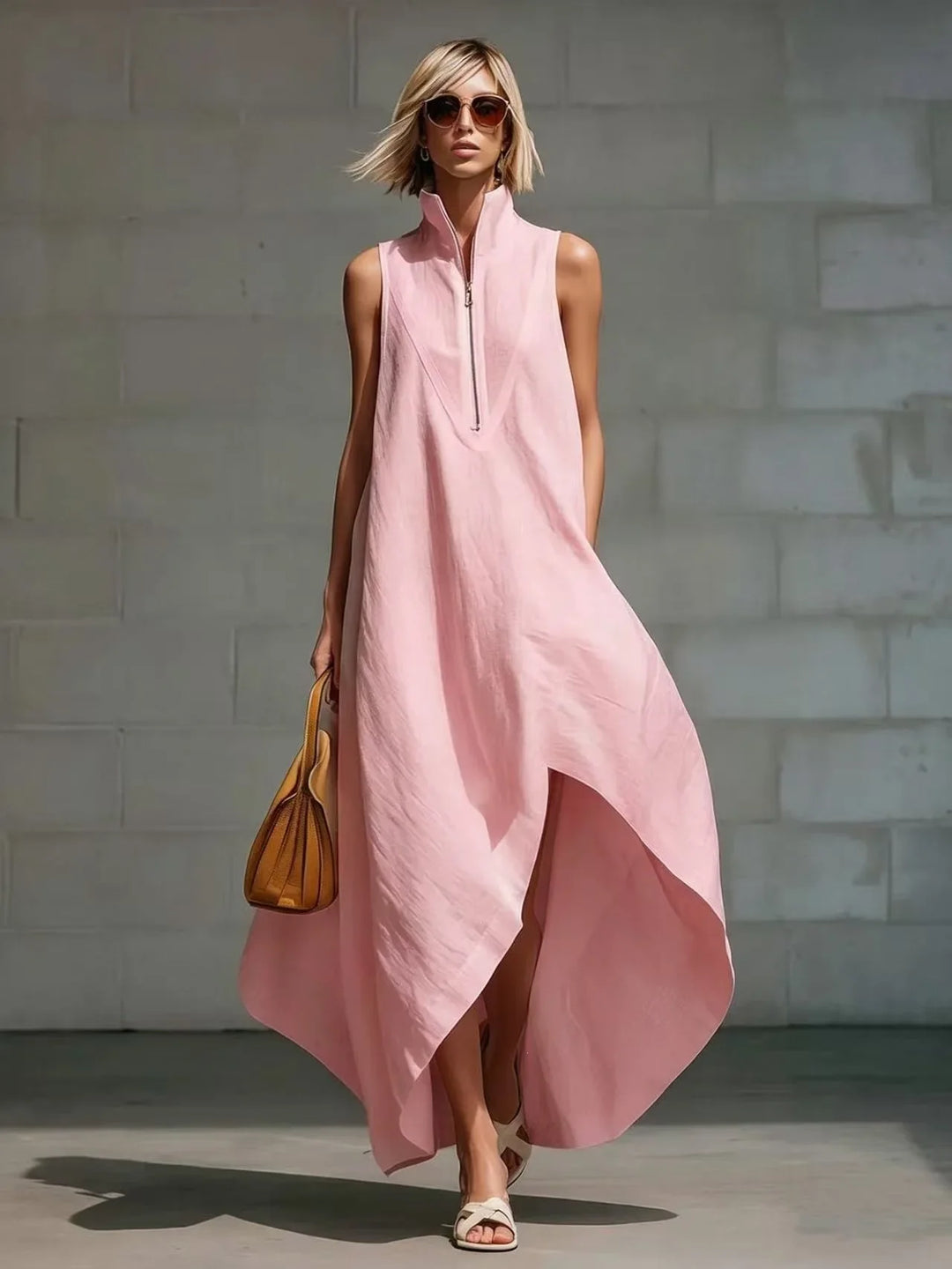 Verena Sleeveless Half Zip Long Dress