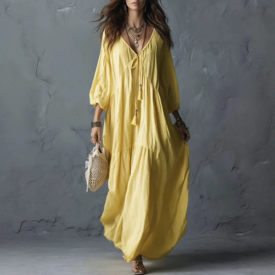 Nora Tassel Tie Maxi Dress