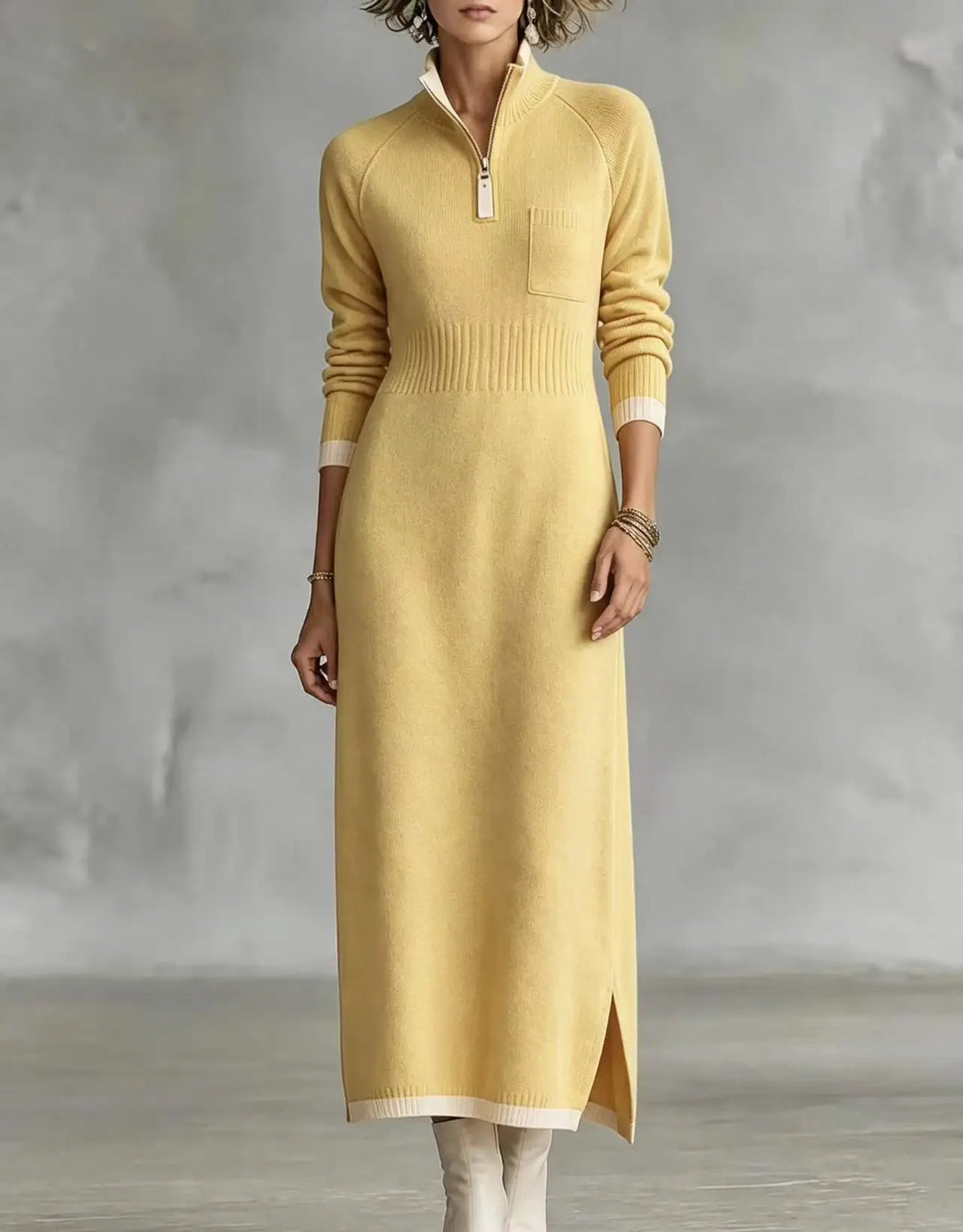 Odile Ribbed Zip Maxi Dress