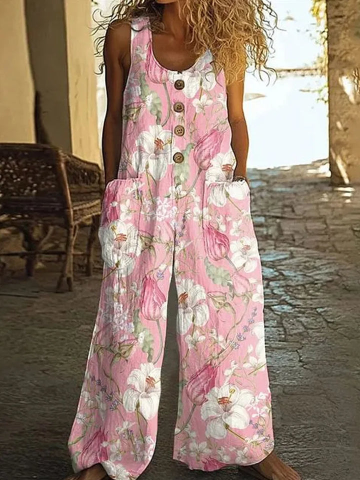 Melina Boho Floral Wide Leg Jumpsuit