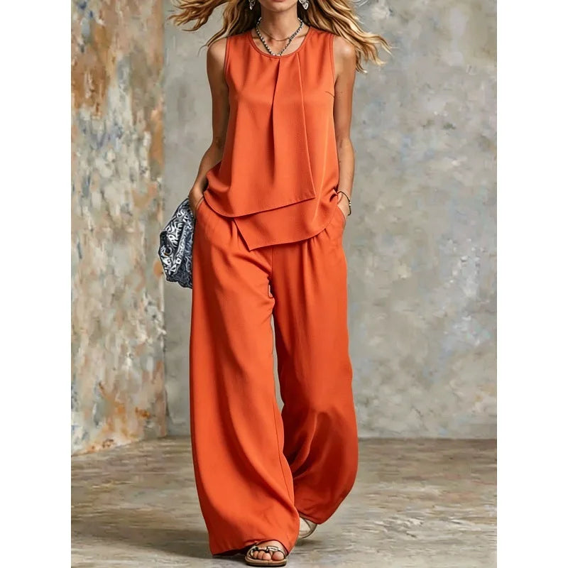 Alvenna Relaxed Fit Sleeveless Two Piece Set