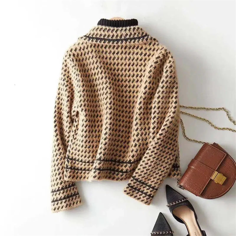 Marigold Houndstooth Knit Jacket