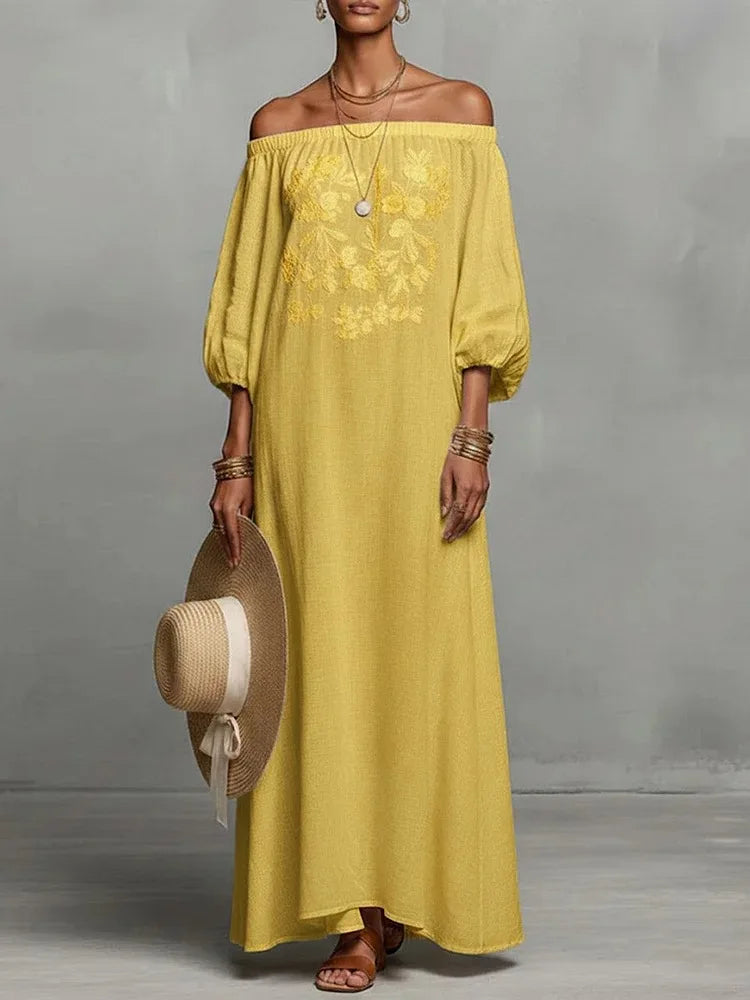 Evadelle Off Shoulder Maxi Dress
