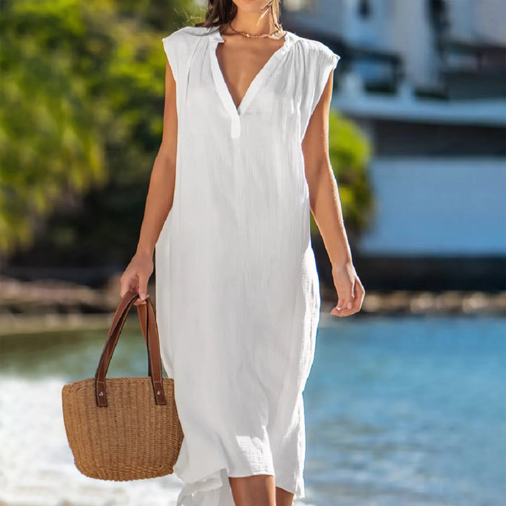 Ada Relaxed V Neck Midi Dress