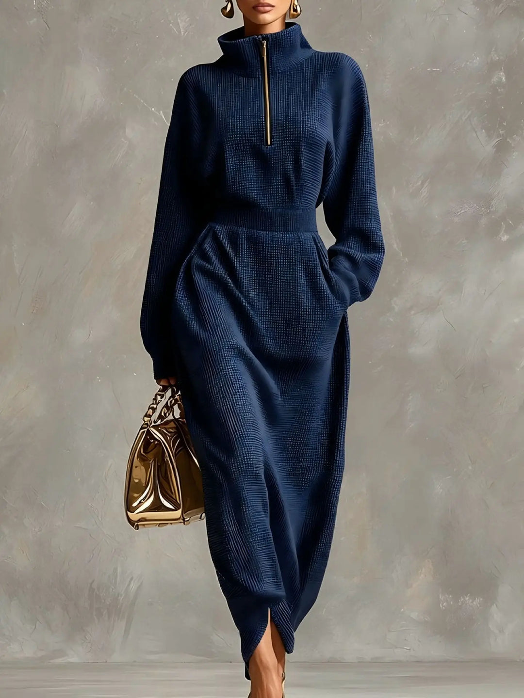 Orlena Elegant Zip Maxi Dress