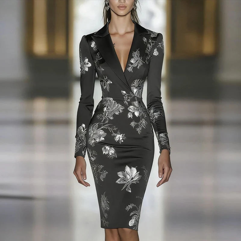 Roselle Floral Collar Midi Dress