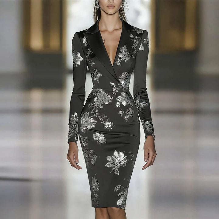 Roselle Floral Collar Midi Dress