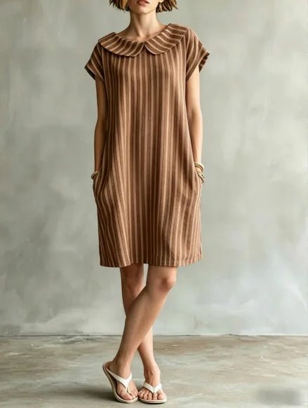 Elvion Striped Peter Pan Collar Mini Dress