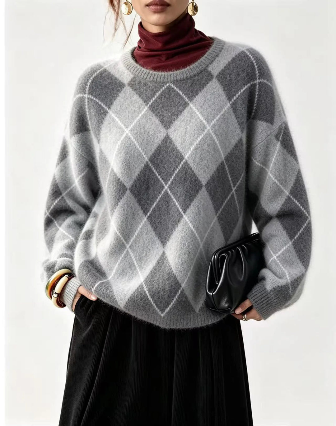 Harlow Argyle Crew Sweater