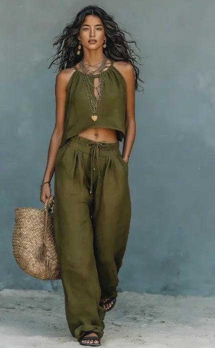 Vellora Sleeveless Crop Top MatchingSet
