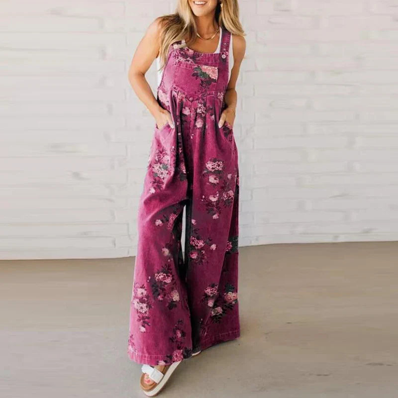 Corielle Elegant Floral Wide Leg Jumpsuit