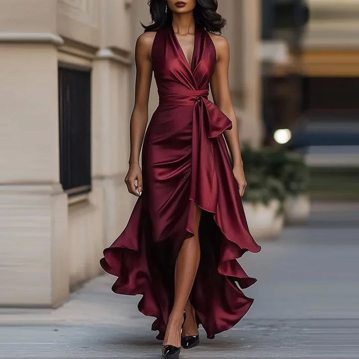 Ariella Halter Satin Maxi Dress