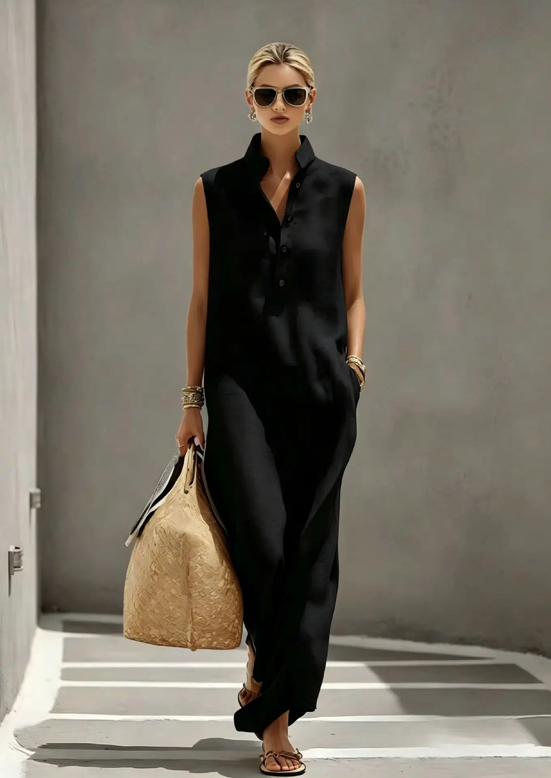 Aviana Elegant Chic Linen Maxi Dress
