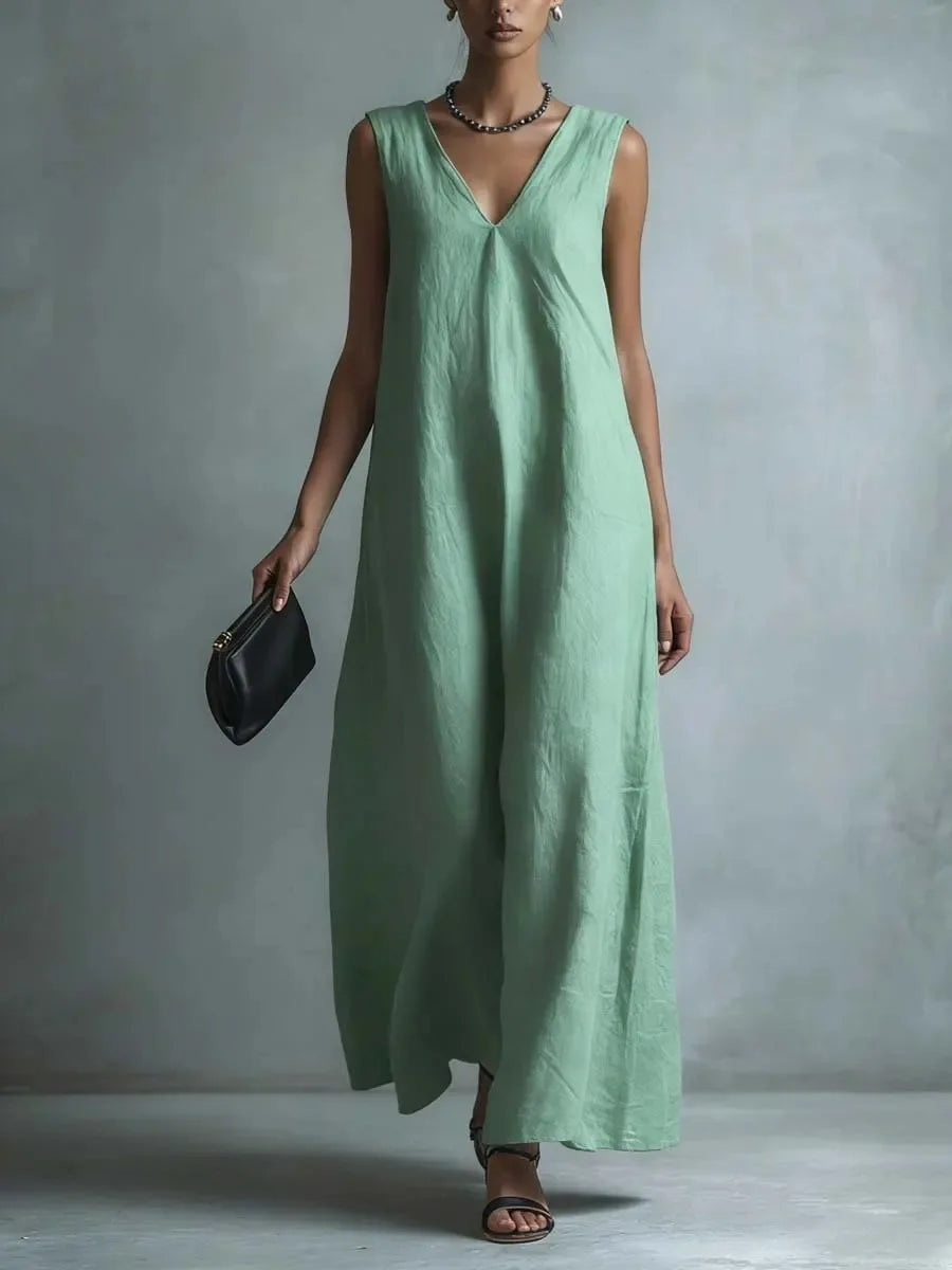 Evaria Breathable Cotton Linen Long Dress