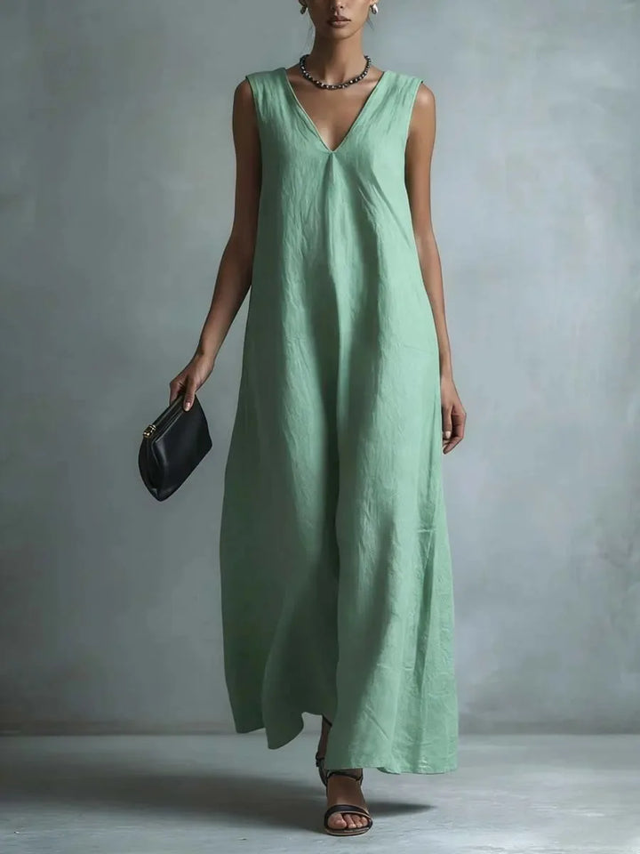 Evaria Breathable Cotton Linen Long Dress