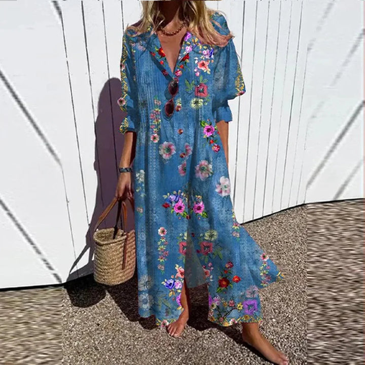 Odessa Casual Printed Long Sleeve Maxi Dress