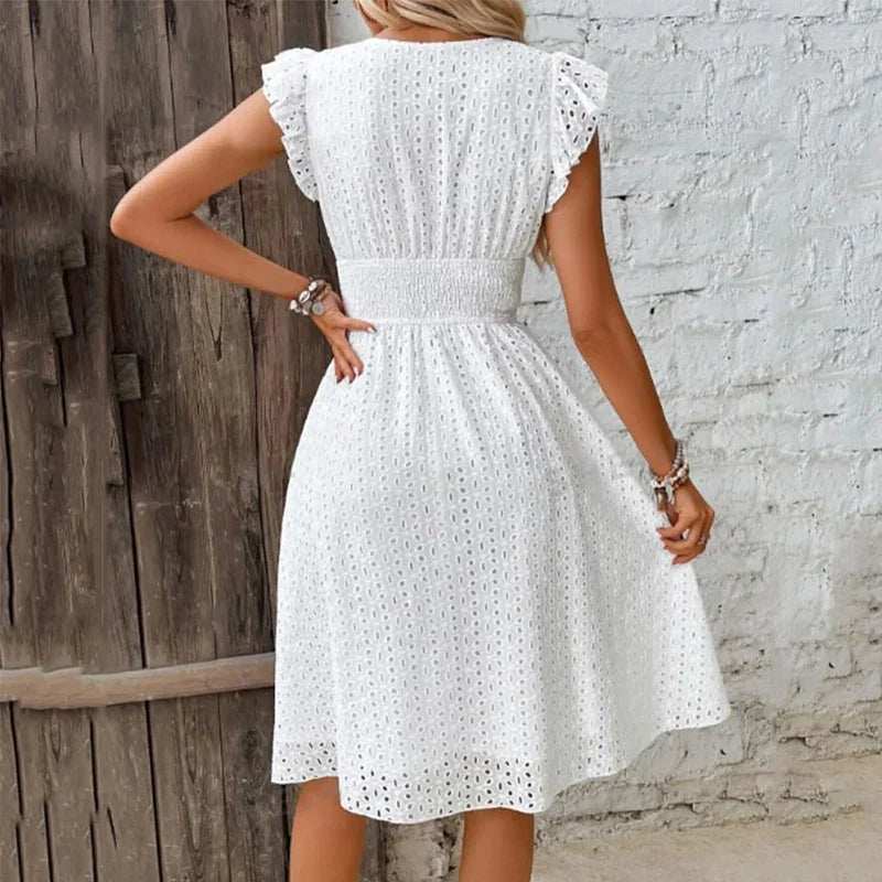 Elvire Flutter Sleeve Midi Dress