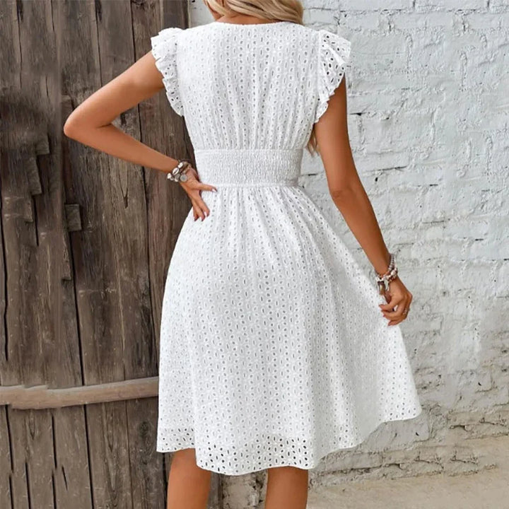 Elvire Flutter Sleeve Midi Dress
