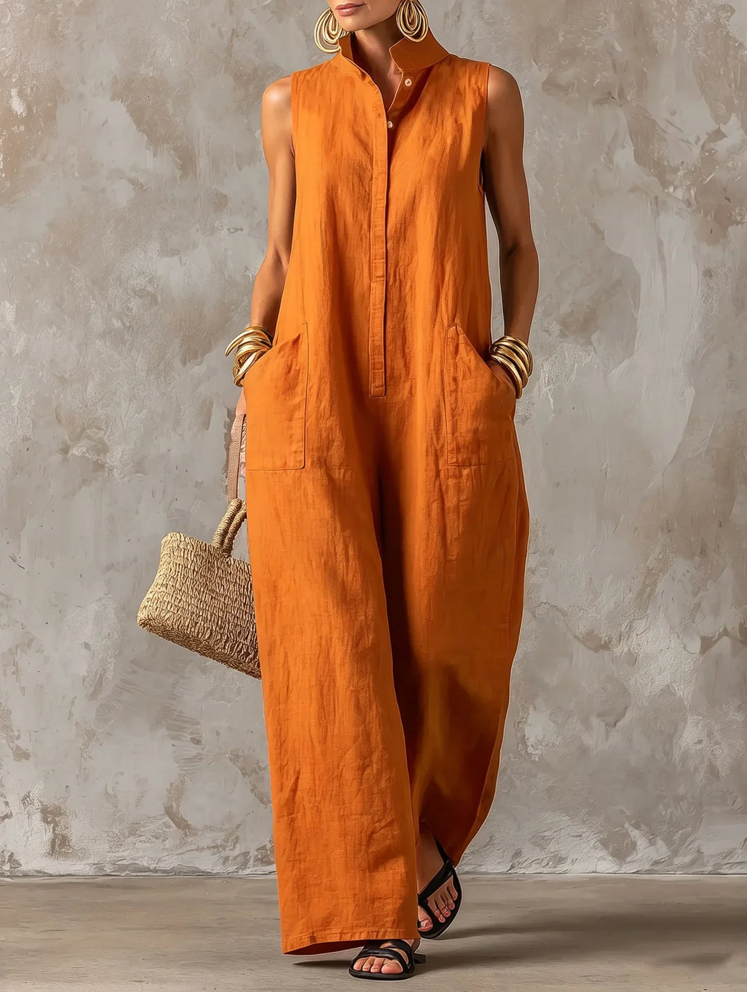 Simone Effortless Stand Collar Jumpsuit