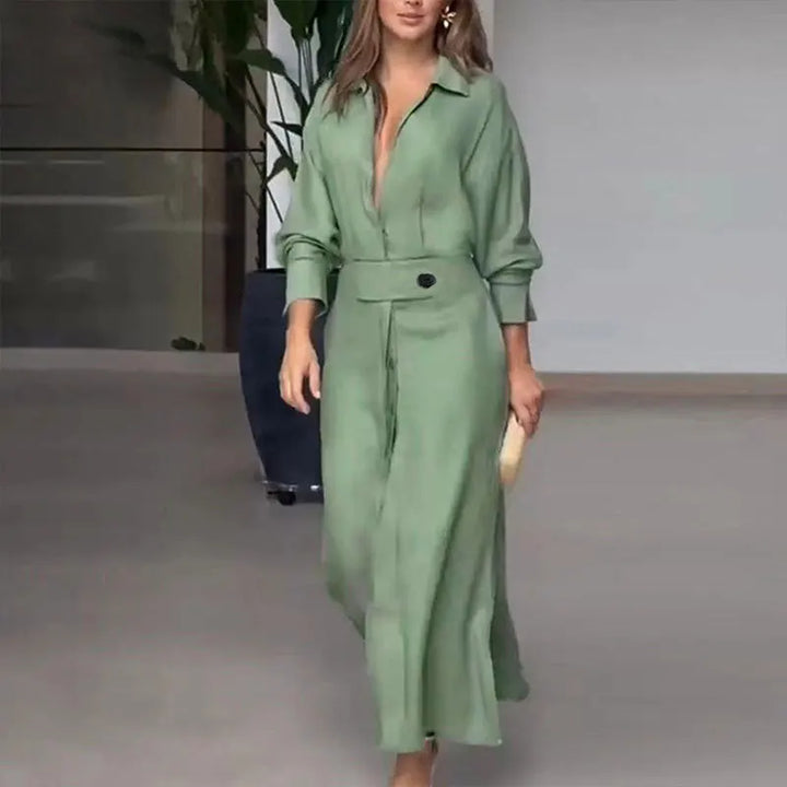 Alorina V Neck Maxi Shirt Dress