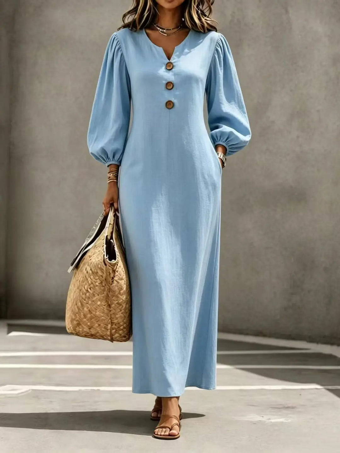 Orlinda Button Front Maxi Dress