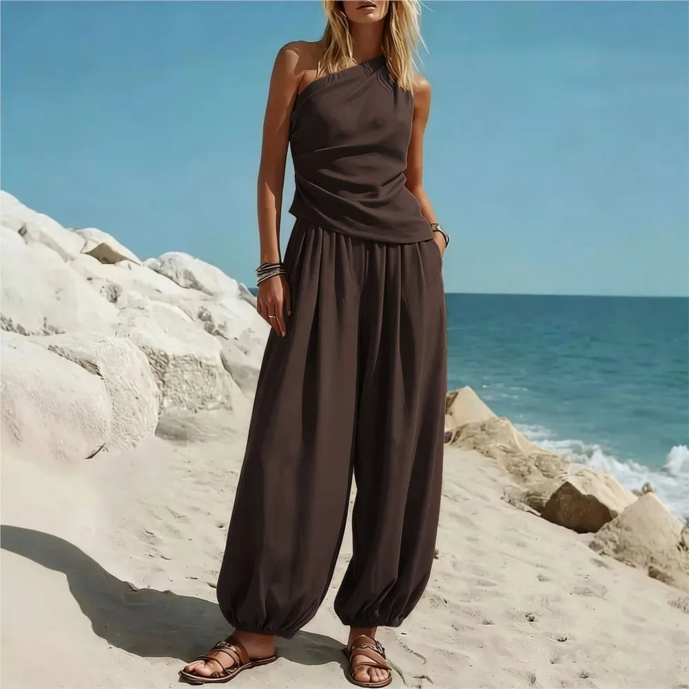 Mireya One Shoulder Trouser Set