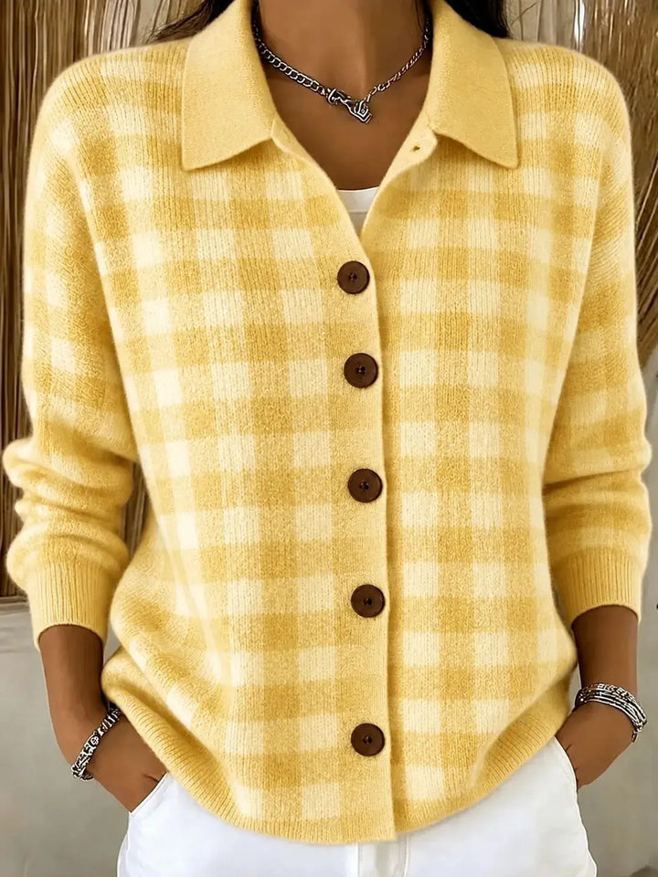 Maia Gingham Button Plaid Cardigan