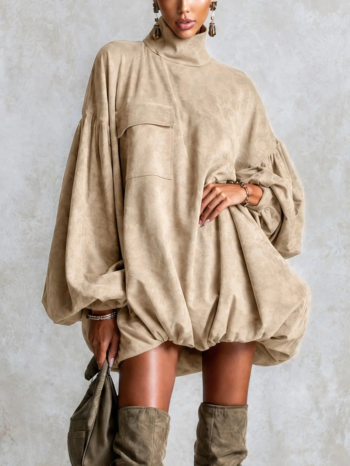 Oleander Turtleneck Suede Mini Dress