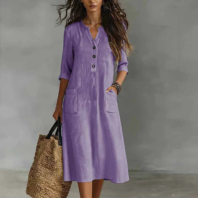 Nicola Relaxed Linen Blend Midi Dress