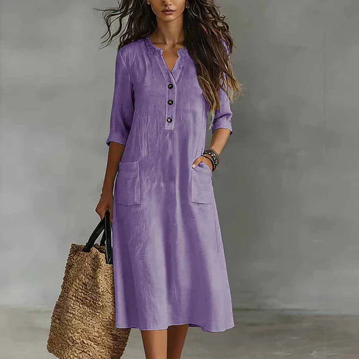 Nicola Relaxed Linen Blend Midi Dress