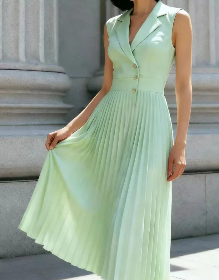 Alisha Elegant Pleated Midi Dress