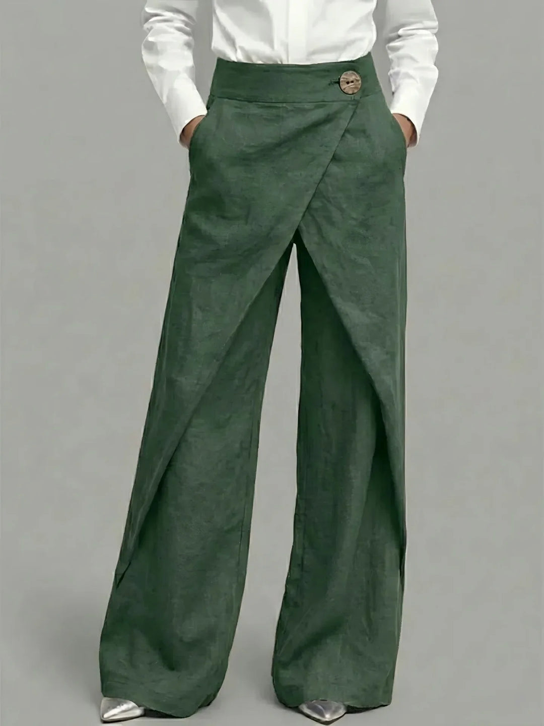 Abegail Wrap Linen Wide Leg Pants