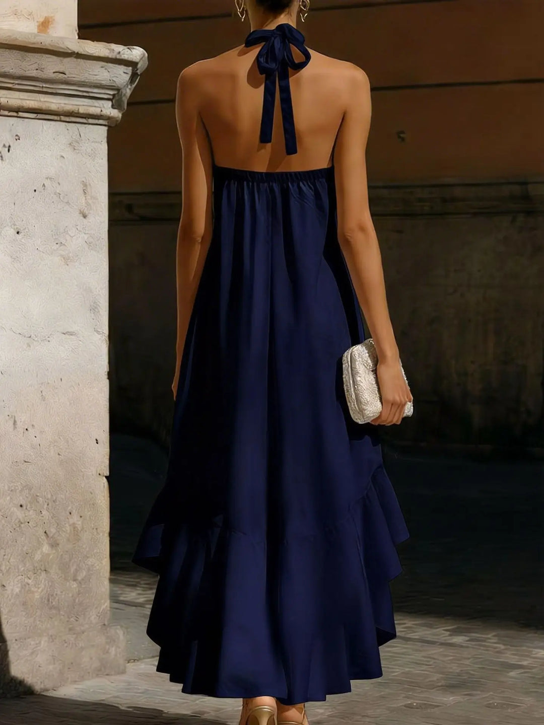 Joanna Flowing Halter Midi Dress