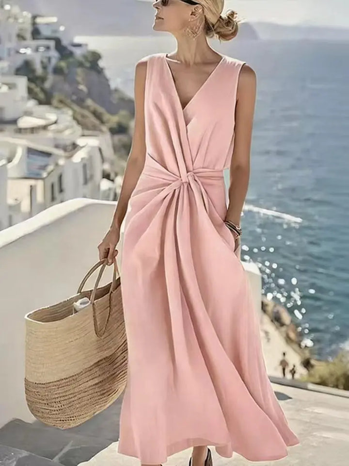 Flavia V Neck Sleeveless Maxi Dress