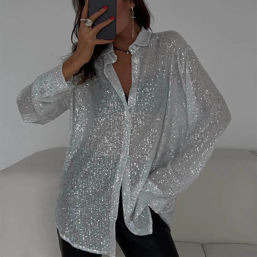 Odessa Sequin Button Shirt