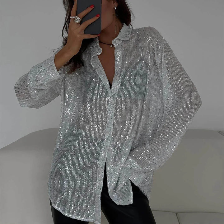 Odessa Sequin Button Shirt