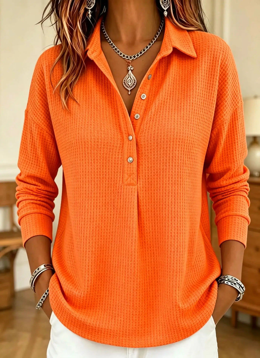 Rosamel Waffle Knit Polo Sweater