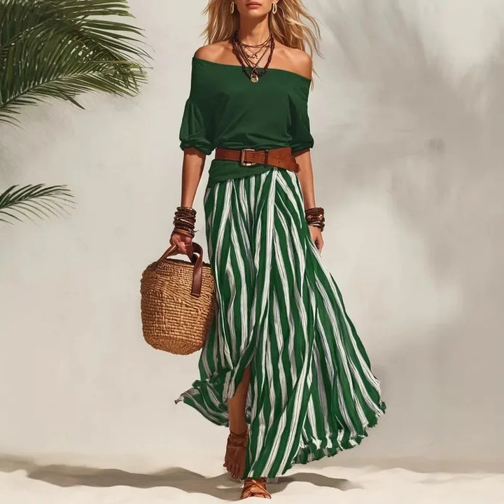 Narissa Striped Maxi Skirt Set