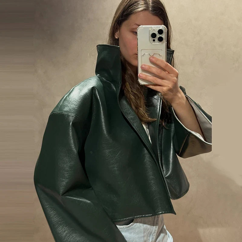 Petra Cropped Leather Jacket