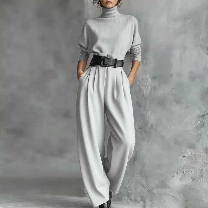 Elena Elegant Turtleneck Pant Set