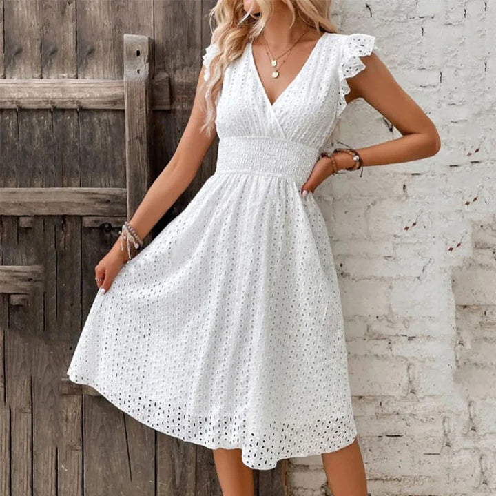 Elvire Flutter Sleeve Midi Dress