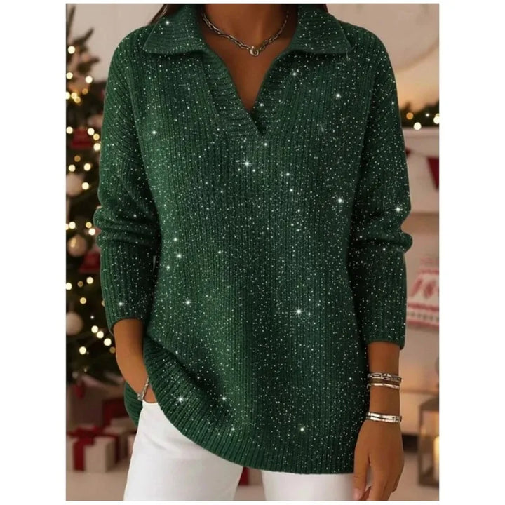 Amara Split Neck Sequin Sweater