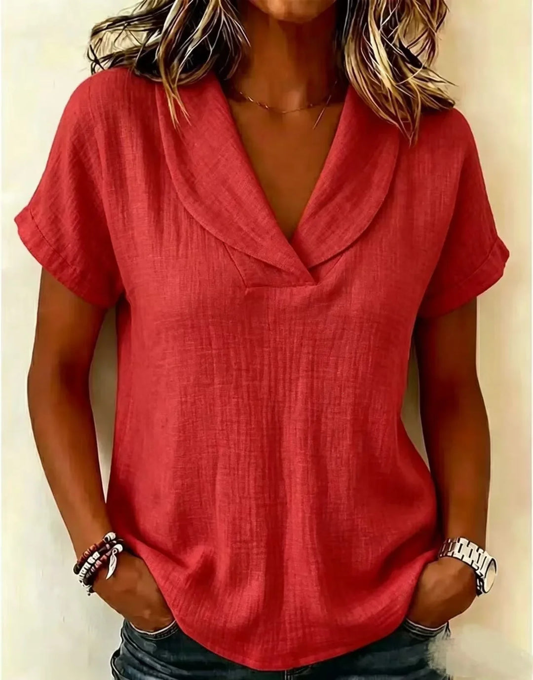 Zara Relaxed V Neck Blouse